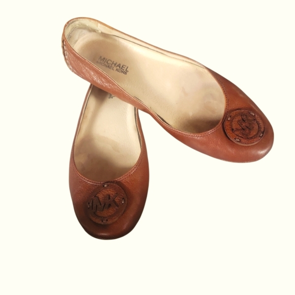 Michael Kors Brown Leather MK Logo Moccasin Flats Loafer Sz 8 1/2M - Picture 2 of 6